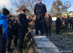 Młodzież z LO nr VII o profilu policyjnym u przewodników psów służbowych KMP w Szczecinie