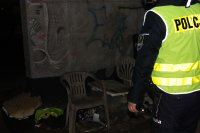 policjanci kontrolują miejsca przebywania osób bezdomnych