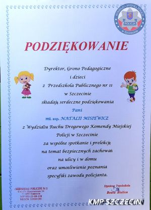 Bezpieczne ferie z drogówką w Przedszkolu Publicznym nr 11