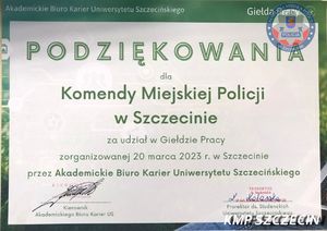 Kolejna Giełda Pracy na Uniwersytecie Szczecińskim z udziałem policjantów - dziękujemy za tak liczne zainteresowanie