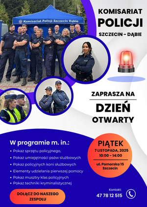 To już dziś! Zapraszamy na „Dzień Otwarty” dla kandydatów do służby w Komisariacie Policji Szczecin – Dąbie