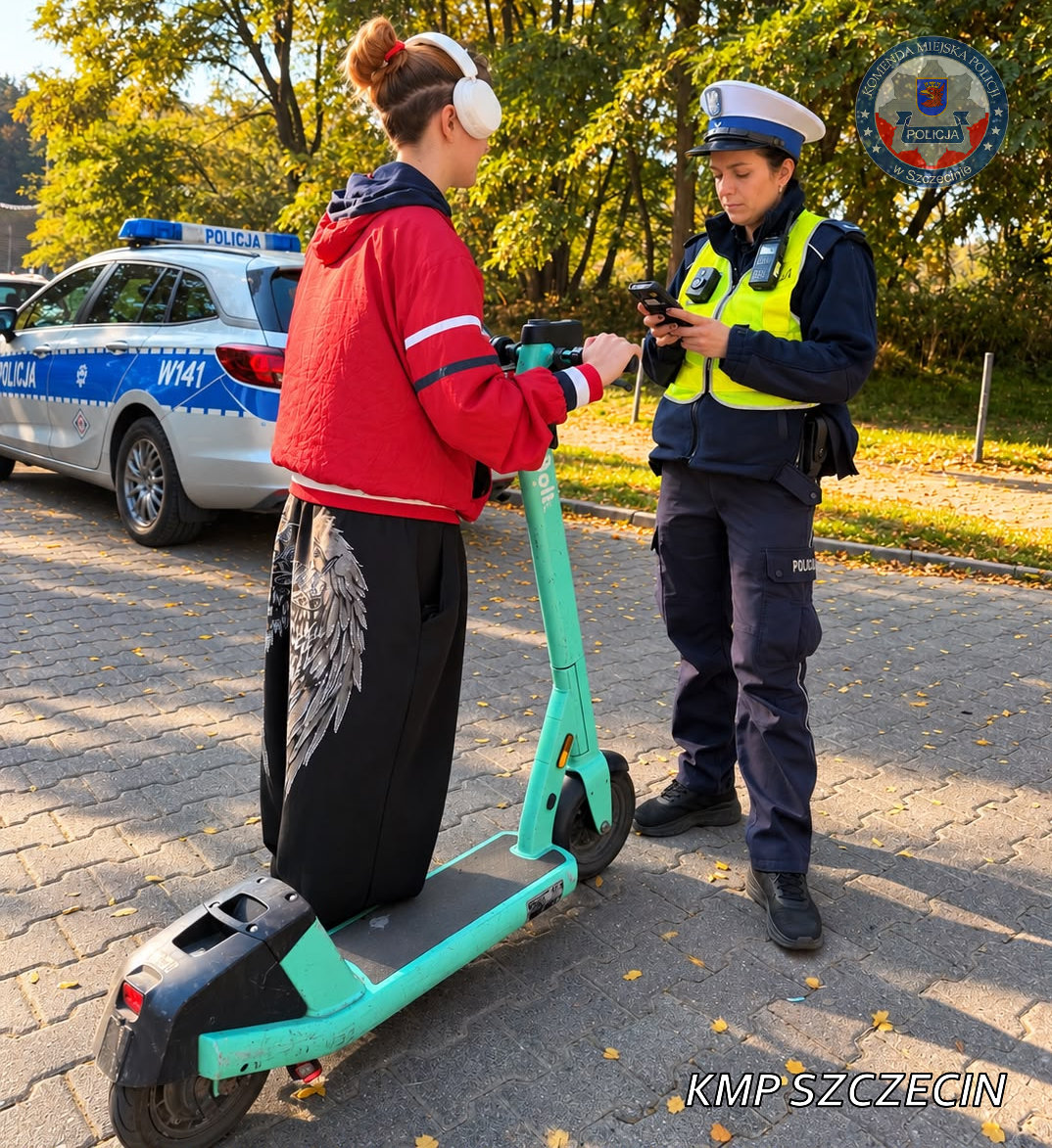 Kontrole policji wobec użytkowników hulajnóg i rowerów w Szczecinie